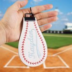 Personalised Baseball Softball PU Leather Charm Keychain with Name Daily Training Use Birthday Sports Gift for Baseball Softball Lover Kid