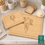 Personalized Best Dad Ever Fist Bump FSC Bamboo Charcuterie Cutting Board with Engraved Names Father's Day Birthday Gift for Dad Grandpa