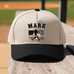 Personalized American Flag Soccer Golf Basketball Dad 100% Cotton Baseball Cap with Name Father's Day Game Day Birthday Gift for Dad Sports Lover