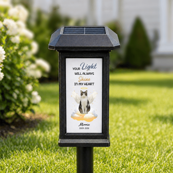 Personalized Your Light Will Always Shine Pet Photo Solar Garden Light with Name and Date Garden Decor Memorial Sympathy Gift for Pet Owners