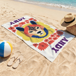 Personalisierte bunte florale Tier überdimensioniert schnell trocken magnetische Strandtuch mit Namen Sommer Urlaub Strand Party Geburtstag Geschenk für Familie Freunde