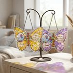 Personalised Multicolor Acrylic Butterfly Cross Photo Memorial Suncatcher with Name and Year Home Sunroom Hanging Decor Sympathy Gift for Family
