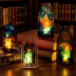 Personalised Fantasy Dragon Book Nook Wooden Bookshelf Decor with LED Candle and Text Birthday Gift for Book Lovers Fantasy Fans
