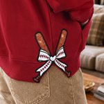 Personalised Embroidered Baseball Side Bow T-shirt Sweatshirt Hoodie with Name and Number Game Day Gift for Mom Baseball Player