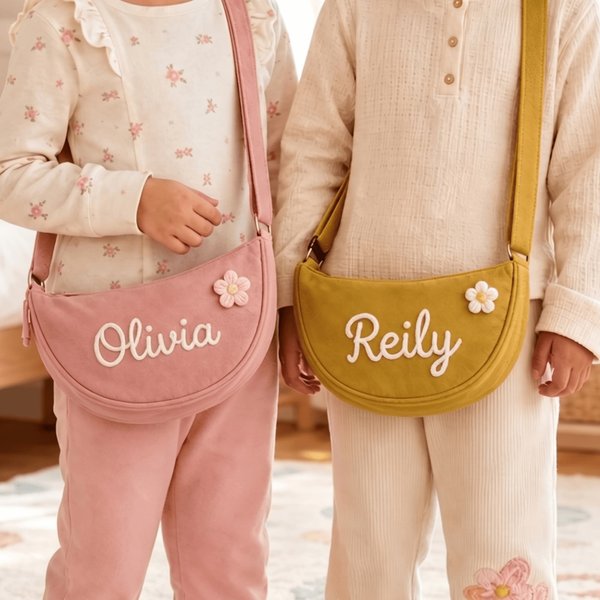 Personalized Multicolor Flower Lollipop Matching Parent-Child Crossbody Bag Set with Name Daily Use Shopping Birthday Gift for Kid Family