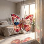 Personalised Multicolor Acrylic Butterfly Cross Photo Memorial Suncatcher with Name and Year Home Sunroom Hanging Decor Sympathy Gift for Family