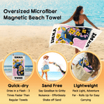 Personalisierte bunte florale Tier überdimensioniert schnell trocken magnetische Strandtuch mit Namen Sommer Urlaub Strand Party Geburtstag Geschenk für Familie Freunde