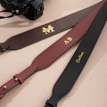 Personalized Elegant Monogram Adjustable PU Leather Camera Strap with Name Father's Day Birthday Gift for Dad Photographer