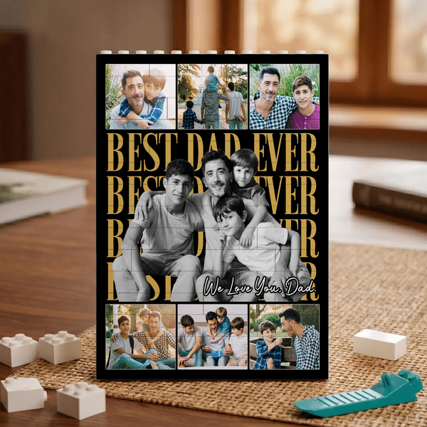 Henkilökohtainen monivärinen Best Dad Ever 2-6 Photos Building Block palapelit tekstillä Home Decor Isänpäivä Syntymäpäivälahja isälle isoisälle isoisä