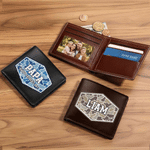 Personalized Retro Camouflage PU Leather Wallet with Name and Text Daily Use Father's Day Birthday Anniversary Gift for Man Father