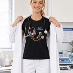 Personalized Stethoscope Birth Flower Adult T-shirt Sweatshirt Hoodie with Name and Title Nurses' Day Birthday Gift for Nurse Doctor