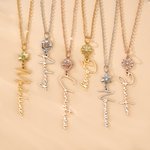 Personalised Birth Flower Birthstone Necklace with Name Dainty Jewellery Birthday Anniversary Mother's Day Gift for Grandma Mom Woman