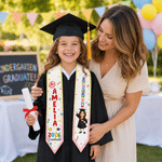 Personalized Cartoon Character Multicolor Kid Graduation Sash with Name and Year Graduation  Party Gift for Kindergarten Preschool Kids