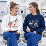 Personalized Stethoscope Birth Flower Adult T-shirt Sweatshirt Hoodie with Name and Title Nurses' Day Birthday Gift for Nurse Doctor