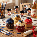 Personalized Graduation Cap Cartoon Character Photo Stickers with Name Gift Decor Graduation Party Favors for Graduates