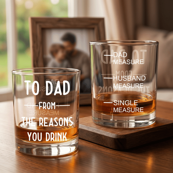 Personalized The Reasons You Drink 10 oz Whiskey Glass with Nickname Daily Use Father's Day Gift for Dad
