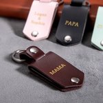 Gepersonaliseerde PU-leren sleutelhanger met foto en gravure Vaderdag Moederdag en verjaardag cadeau voor papa of mama
