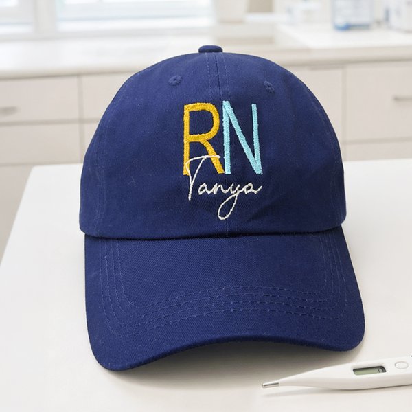 Personalized Multicolor Monogram Embroidery 100% Cotton Baseball Cap with Name Daily Use Nurses Day Gift for Nurse RN Doctor