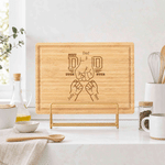 Personalized Best Dad Ever Fist Bump FSC Bamboo Charcuterie Cutting Board with Engraved Names Father's Day Birthday Gift for Dad Grandpa