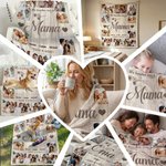 Gepersonaliseerde 10 Familiefoto's Zachte Deken met 1-8 Namen en Tekst Woondecoratie Moederdag Vaderdag Verjaardagscadeau voor Mama Oma Papa