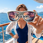 Personalized Beach Sunset Sunglasses Cruise Door Magnet with Name Cruise Cabin Decor Summer Travel Beach Party Birthday Gift for Family Friends
