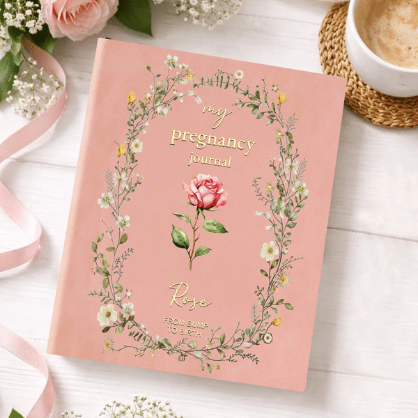 Personalised Birth Flower Pregnancy Journal Notebook with Name Baby Shower Pregnancy Gift for Pregnant Women Mom to Be