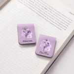 Personalized Birth Flower Magnetic PU Leather Bookmark with Name Daily Use Library Bookish Birthday Gift for Girl Book Lover