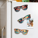 Personalized Beach Sunset Sunglasses Cruise Door Magnet with Name Cruise Cabin Decor Summer Travel Beach Party Birthday Gift for Family Friends