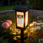 Personalized Photo Pet Paw Print Solar Garden Light with Name and Text Garden Decor Memorial Sympathy Gift for Family Pet Owners