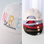 Personalised Multicolour Monogram Embroidery 100% Cotton Baseball Cap with Name Daily Use Nurses Day Gift for Nurse RN Doctor