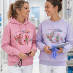 Personalized Stethoscope Birth Flower Adult T-shirt Sweatshirt Hoodie with Name and Title Nurses' Day Birthday Gift for Nurse Doctor