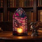 Personalised Fantasy Dragon Book Nook Wooden Bookshelf Decor with LED Candle and Text Birthday Gift for Book Lovers Fantasy Fans