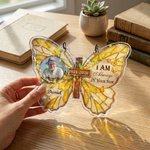Personalised Multicolor Acrylic Butterfly Cross Photo Memorial Suncatcher with Name and Year Home Sunroom Hanging Decor Sympathy Gift for Family