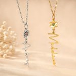 Personalised Birth Flower Birthstone Necklace with Name Dainty Jewellery Birthday Anniversary Mother's Day Gift for Grandma Mom Woman