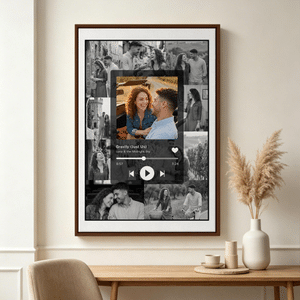 Personalized Music Player Design 10 Photos Large Canvas Prints with Text and Name Home Decor Ship from USA Anniversary Wedding Party Gift for Couple