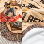 Personalized Arrest Warrant Denim Style Pet Photo Soft Tassel Blanket with Name and Year Daily Use Birthday Gift for Pet Lovers