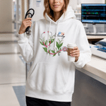 Personalized Stethoscope Birth Flower Adult T-shirt Sweatshirt Hoodie with Name and Title Nurses' Day Birthday Gift for Nurse Doctor