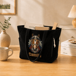 Personalized Folk Art Embroidery Effect Animal Large Capacity Corduroy Tote Bag with Name Daily Use Travel Birthday Gift for Women Girls
