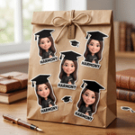 Personalized Graduation Cap Cartoon Character Photo Stickers with Name Gift Decor Graduation Party Favors for Graduates