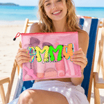 Personalized Multicolor Vintage Graffiti Leopard Print Letter PVC Beach Bag with Name and Text Daily Use Birthday Gift for Family Friends