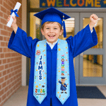 Personalized Cartoon Character Multicolor Kid Graduation Sash with Name and Year Graduation  Party Gift for Kindergarten Preschool Kids