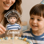 Personalised Happy Birthday Photo Acrylic Cake Topper with Name Birthday Party Gift for Friend Family