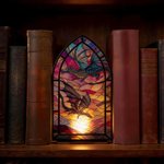 Personalised Fantasy Dragon Book Nook Wooden Bookshelf Decor with LED Candle and Text Birthday Gift for Book Lovers Fantasy Fans