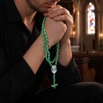 Personalized Photo Cross Beaded Necklace with Angel Wings Cross Pendant Memorial Prayer Religious Gift for Family Christian
