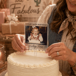 Topper per torta personalizzato in acrilico con foto d'epoca e testo Decorazione per torta Regalo di compleanno per amici e famiglia