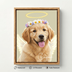 Personalized Angel Halo Wings Pet Photo Canvas Prints with Name Home Decor Ship from USA Sympathy Memorial Gift for Pet Owners