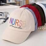 Personalised Multicolour Monogram Embroidery 100% Cotton Baseball Cap with Name Daily Use Nurses Day Gift for Nurse RN Doctor