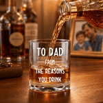 Personalized The Reasons You Drink 10 oz Whiskey Glass with Nickname Daily Use Father's Day Gift for Dad