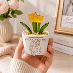 Personalised Line Art Style Photo Multicolour Glass Potted Flower with Text Desk Office Shelf Decor Birthday Gift for Besties Women