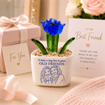 Personalised Line Art Style Photo Multicolour Glass Potted Flower with Text Desk Office Shelf Decor Birthday Gift for Besties Women